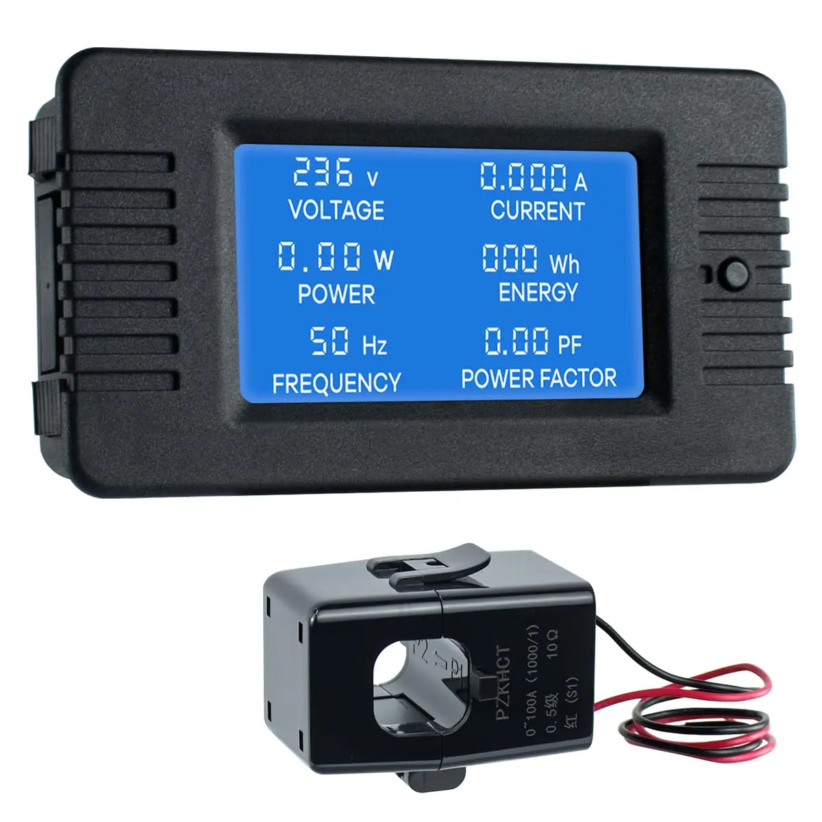 AC 80260V 100A MultiFunction Power Monitor LCD Digital Display Voltage Current Frequency Power Factor Energy Meter Ammeter Voltmeter with Split Core Current Transformer