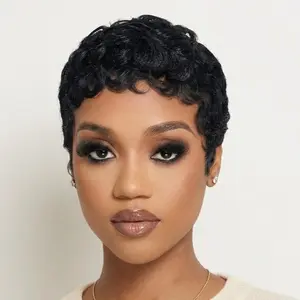 1215 Natural Curly Short Hair Wig 4-inch Pixie Cut for Black Women Realistic Quality Versatile Daily Use Wig