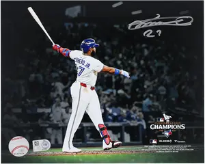 Vladimir Guerrero Jr. Toronto Blue Jays Autographed 8" x 10" 2025 American League Champions Home Run Spotlight Photograph - Fanatics Authentic Certified