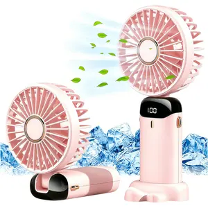 LMMAKE Portable Handheld Fan Battery Operated with Base Digital Display 90° Adjustable Rechargeable Mini Fan for Outdoor Indoor Ultra Lightweight 3-in-1 Versatile Functionality Long Lasting Battery Life
