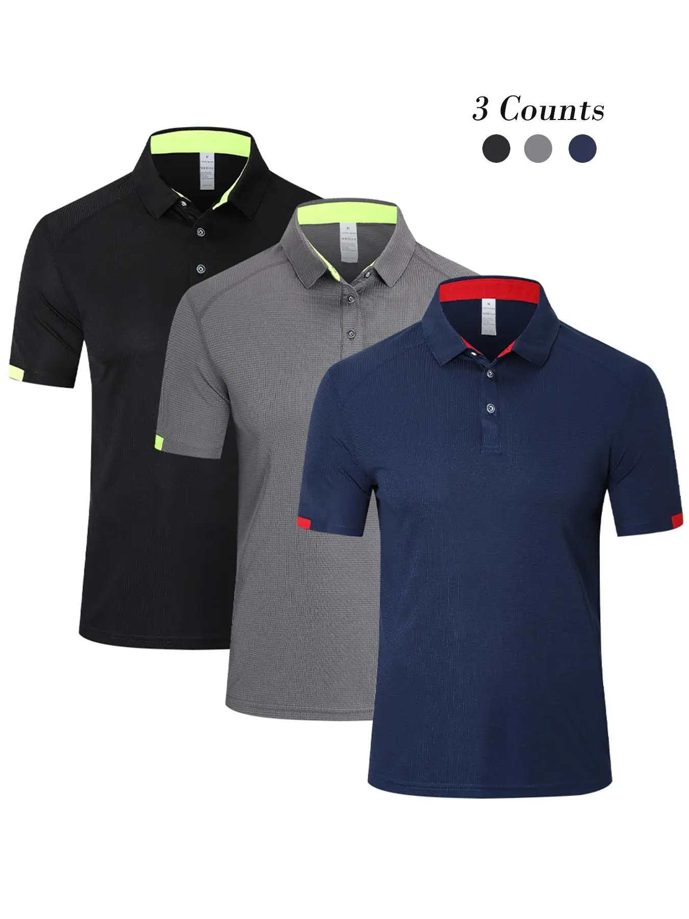 Men's Clothes Plain Half Button Front Polo Shirt, National Day Offers, Quick Drying Breathable Sports Top, Casual Sporty Top for Outdoor Sports