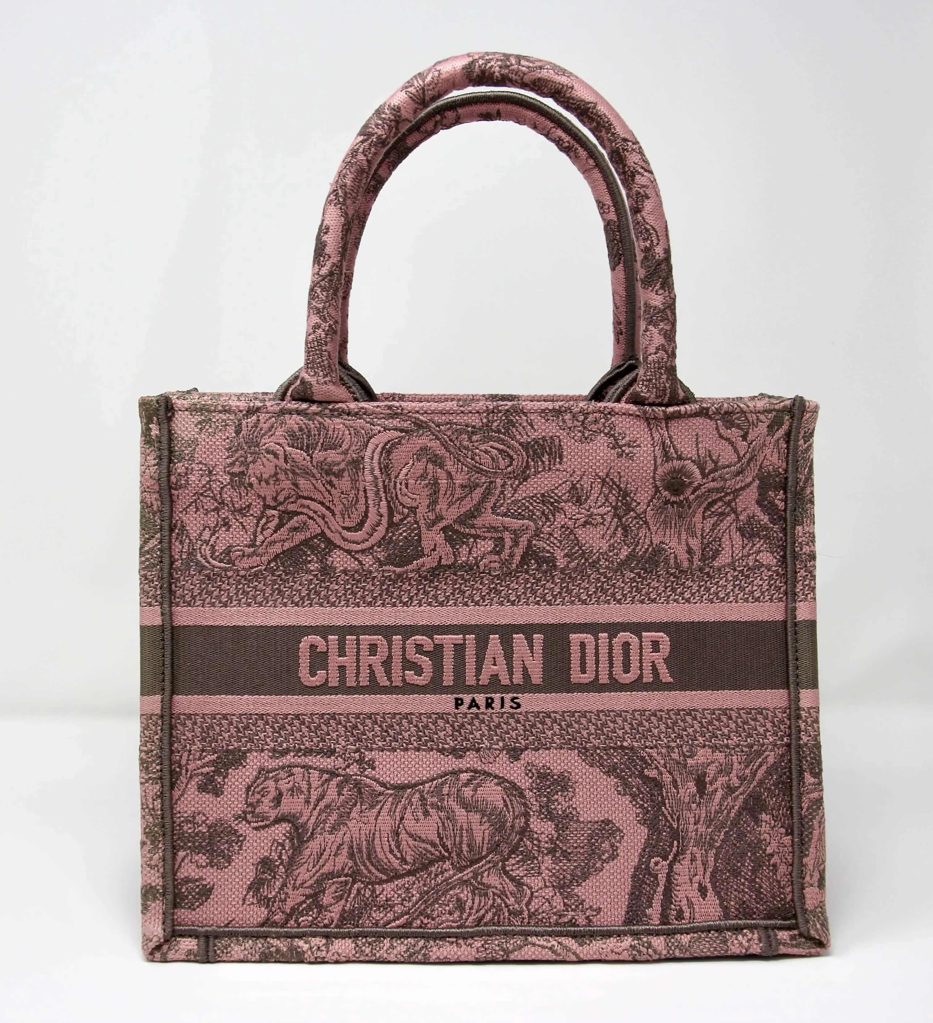 Pre-owned Dior embroidered canvas Tote Bags Christian Book Tote Small Toile de Jouil Handbag