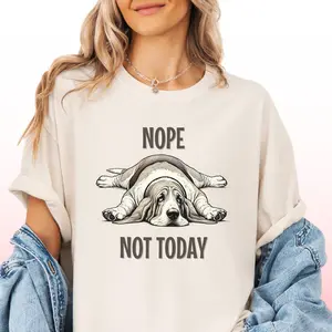 Comfort Color Funny Basset Hound Shirt Nope Not Today Premium T-shirt Gift for Dog Lover Lazy Dog Cute Gift for Dog Mom Benefits Rescue