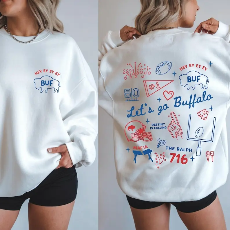 Buffalo Game Day Sweatshirt, Bill T-Shirt, Bills Football ,Buffalo Fan Sweatshirt,Vintage Buffalo Football Sweatshirt, Trendy Buffalo Shirt