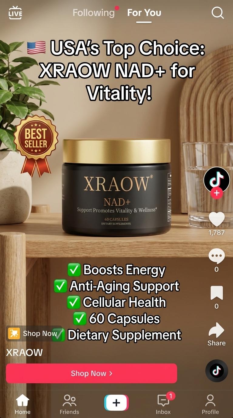XRAOW NAD Supplement with Resveratrol NMN Alternative 30-Day Supply Advanced NAD+ Third-Party Tested for Quality and Safety Vitamin Healthcare Edible Fitness