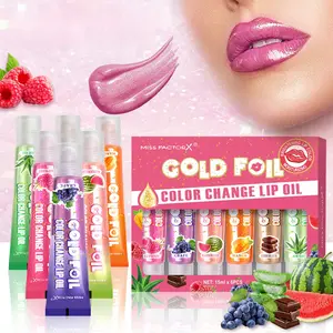 Miss FactorX Gold Foil Magic Lip Balm 6pcs/Box 15ml Color Changing 24H Moisturizing Non-Fading Non-Stick Glittering Brightening Beautifying Lip Color Women's Gift Gloss Lipgloss Makeup Blend