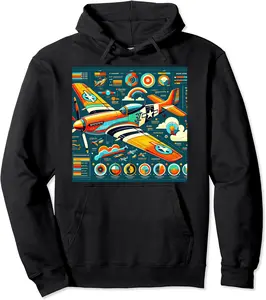 P51 Mustang WW2 Warplane Airplane Infographics Pullover Hoodie - Kevincifuen Shop 96B0CPYTFD4W