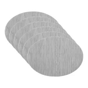 REGALWOVEN Placemats Set of 6 Oval Placemats for Kitchen Dining Table Decor Table Placemats Wipeable Table Mat 18*12.5Inch Silver Gray
