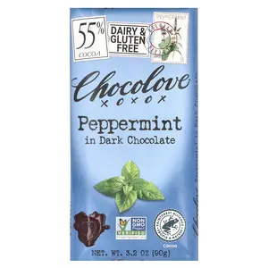 Chocolove Peppermint in Dark Chocolate, 55% Cocoa, 3.2 oz (90 g)