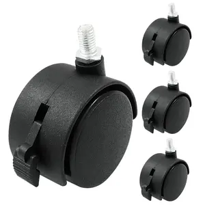 4 count 2 Inch Swivel Caster Wheels, Black Nylon M8 Threaded Stem Caster Wheels with , Heavy Duty Swivel Stem Casters Wheels Replacement for Furniture, Table, Cabinet, Shelf