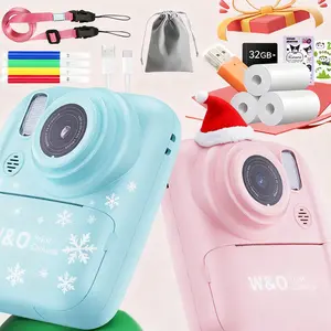 【For Christmas】 1080P Kids Instant Print Camera with Selfie Mode, Kids Toy HD Video Camcorder,  Digital Camera For Girls Boys Age 3-14, Birthday Gift, Children's Gifts, Draw Toy, Travel Toy, with 3 Rolls Print Paper & 32G Card & Charging Cable Included