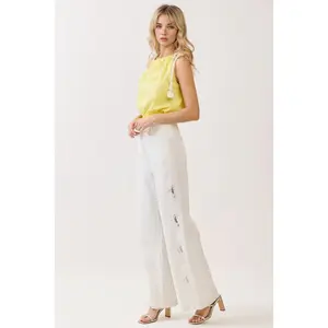 Ivory Lace Riviera Jeans - Lace Jeans for Women - Elegant Wide Leg Pants Fashion Style