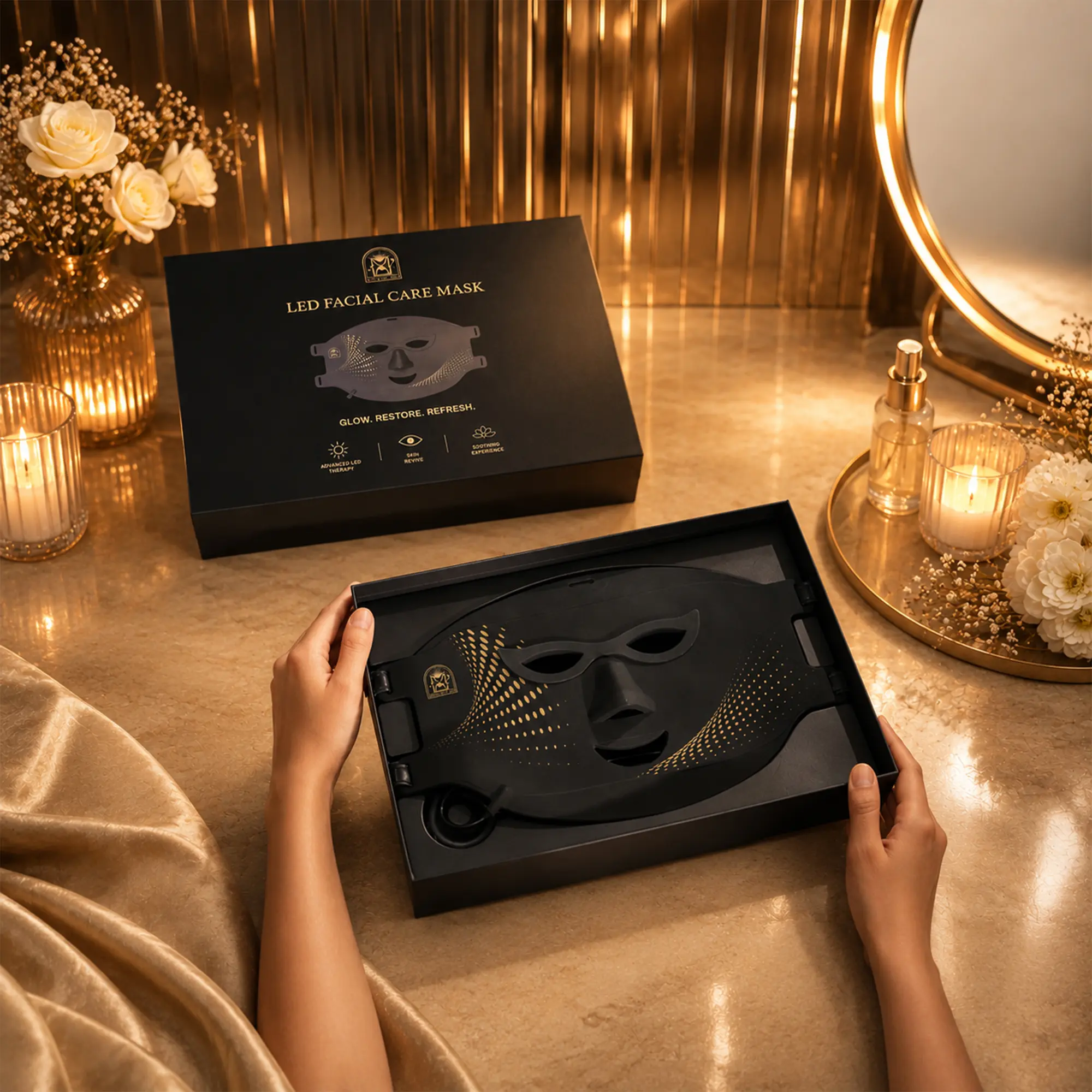 TRACK IN TIME LED Red Light Therapy Face Mask for Anti-Wrinkle, Acne, Oil-Balance and Skin Rejuvenation with Red, Near-Infrared , Blue Light, Home SPA for All Skin Types，at Work and Travel, Summer Beauty Gift Ideas