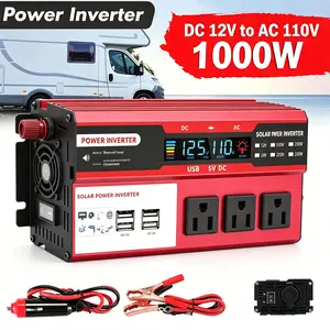 Fast Charging 1000W Peak Pure Sine Wave Inverter DC 12V to 110V, LCD Display Power Converter for Vehicle, RV, Truck & Outdoor Activities