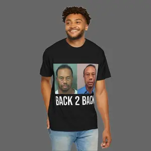 Back 2 Back Mugshot Golf Parody Graphic T-Shirt, Funny Meme Golf Tee, Dark Humor Novelty Shirt, Vintage Washed Oversized Unisex Shirt