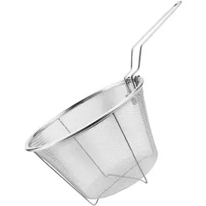 Folding Stainless Frying Basket 12.40X7.08X4.33In with Ergonomic Long Handle for Deep Fryer Strainer and Quick Oil Drain