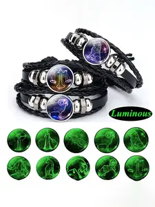 1PC New Fashionable Luminous Twelve Constellation Bracelet Vintage Birthday Gift Mix Bracelets