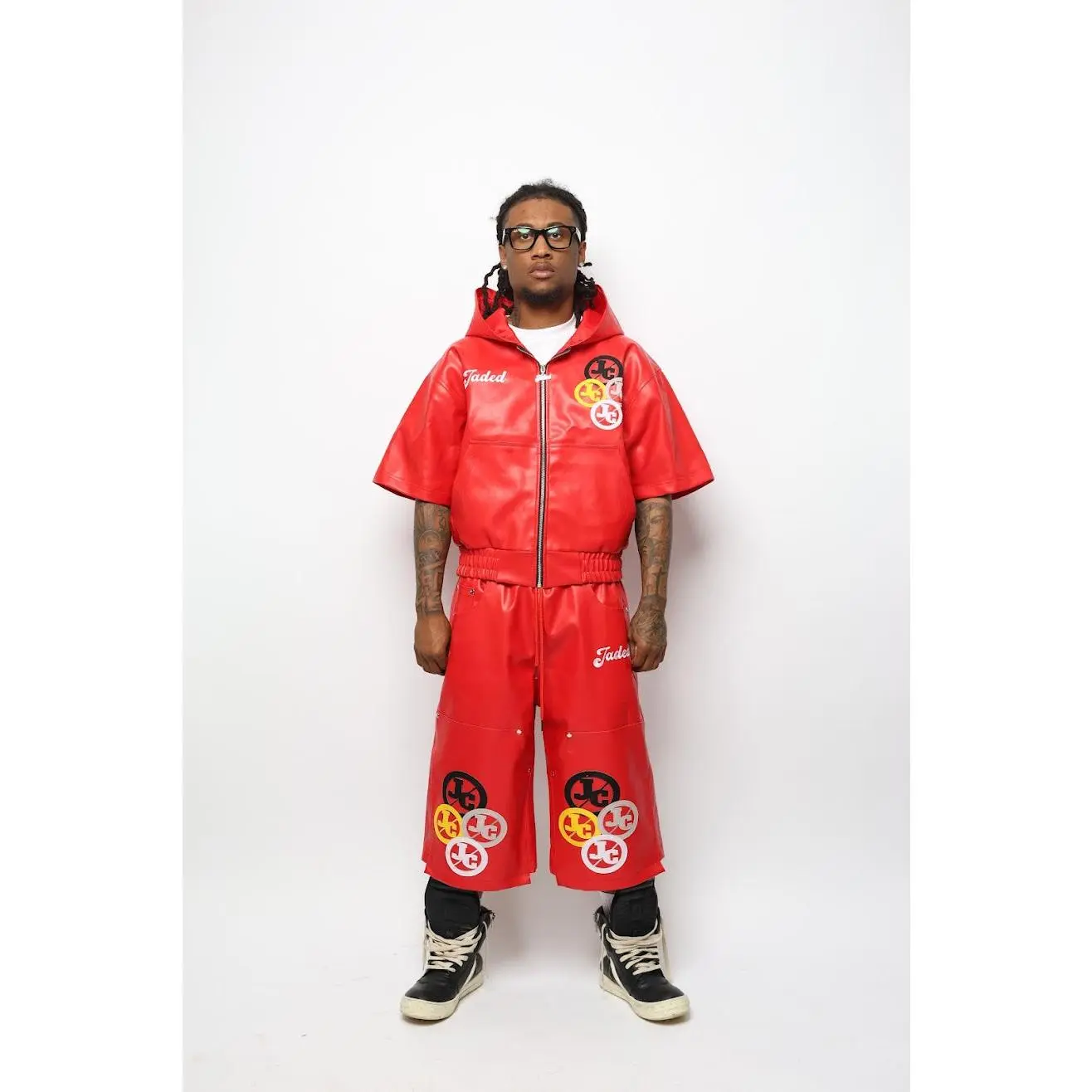 JADED RED FAUX LEATHER SET