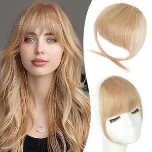 Human Hair Clip-In Bangs Extensions, Real Fringe with 2 Clips, Glueless, Feather-Soft, Lightweight Fashion Hair Accessory