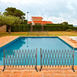 Adjustable Aluminum Expandable Garden Fence - Portable Barricade Gate with Casters, 126x15.2x40.6 Inches, Flexible Safety Barrier for Pets & Home Organization