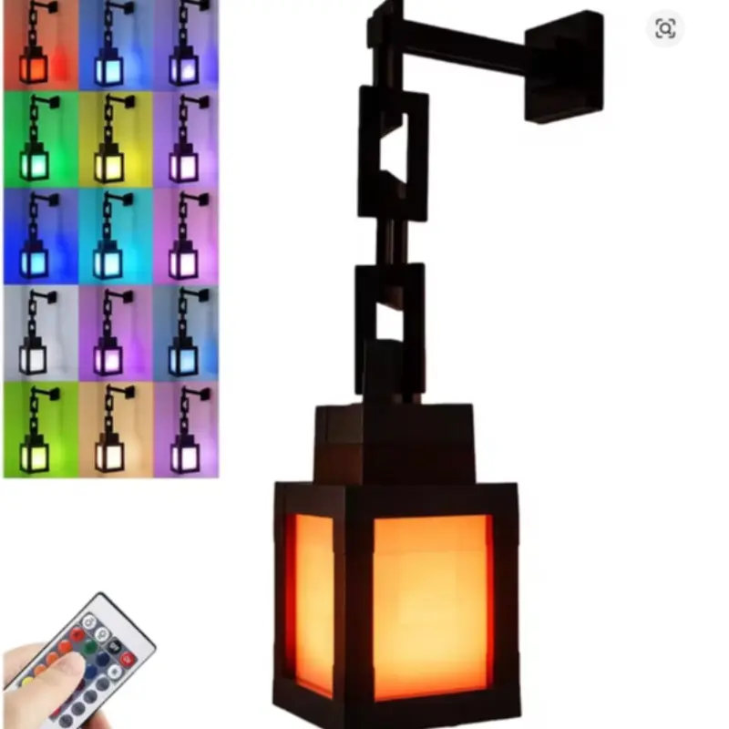Minecraft Lantern Night Light with 15 Colors Remote, Dimmable Gamer Bedroom Decor, Adjustable Wall and Ceiling Mount,Minecraft ,MinecraftDecor ,GamerNightLight ,MCGift ,GameRoomDecor ,LanternLight ,GamerGift, Decorative Atmosphere Light