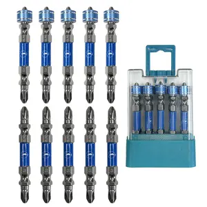 TOOLAZO 10-Pack PH2 Magnetic Screwdriver Bits – 30x Stronger Anti-Slip & Anti-Break Design | S2 Alloy Steel with Shock Absorption for Impact Drills & Drivers | Includes Compact Storage Case (Blue/Silver)