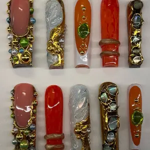 3d multi design acrylic nails