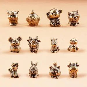 Brass Zodiac Figurines Zodiac Horse Desk Ornament Animals Statue Collectible Car Interior Desk & Home Decor Perfect Gift
