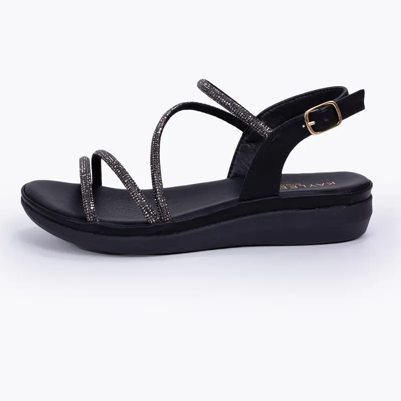 AUBRIE-91 WOMAN SANDAL OPEN ROUND TOE RHINESTONE EMBELLISHED ANKLE STRAP PLATFORM HEEL