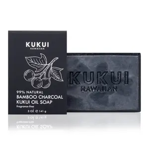 Bamboo Charcoal Kukui Oil Soap, Fragrance-Free, 99% Natural