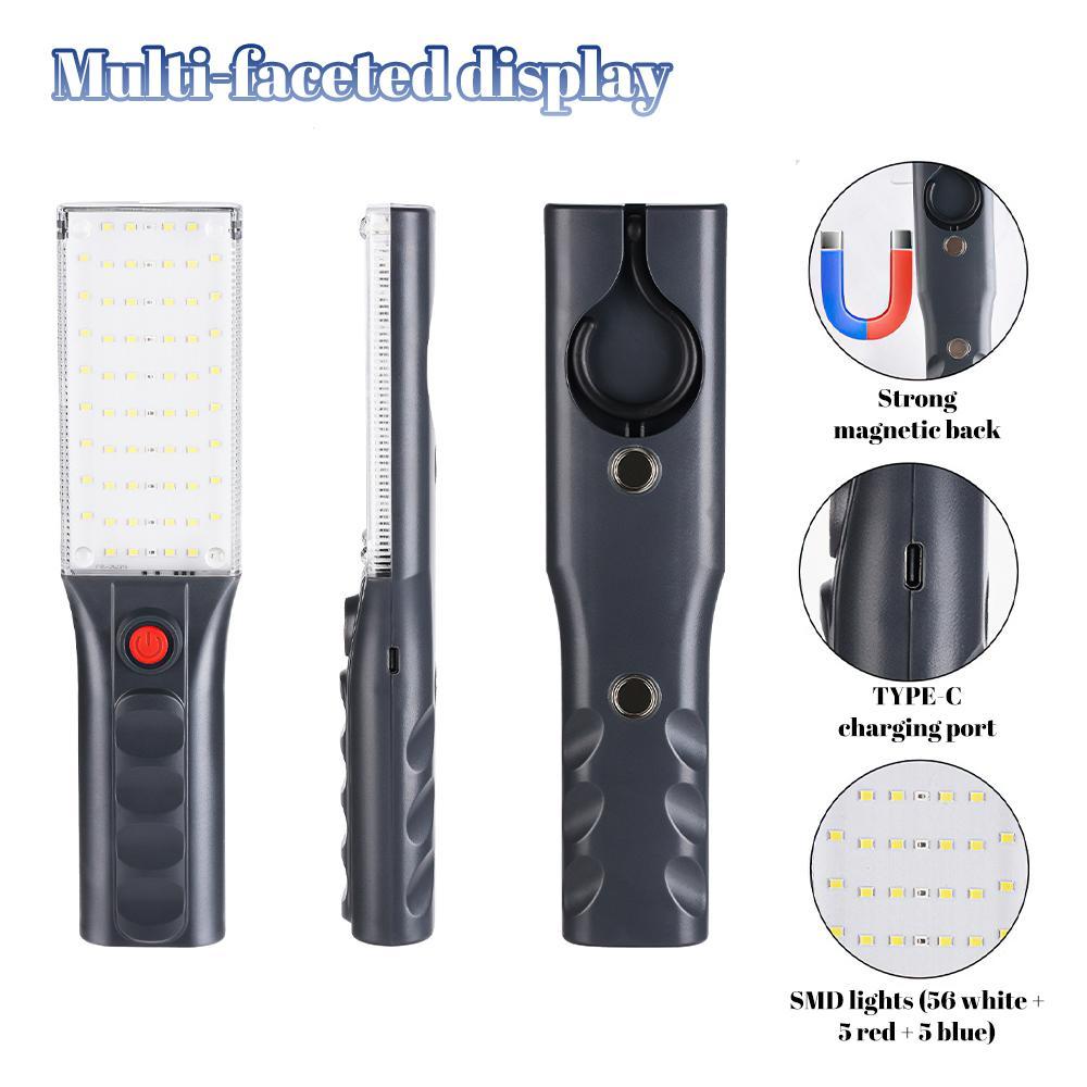 Work Light, Rechargeable LED Work Light with Hanging Hook, 1500 Lumens, Portable Flashlight 180° Rotate 5 Modes, Magnetic Light, for Car Repairing/Under Hood/Emergency Waterproof