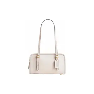 Coach Swing Zip 25 Leather Crossbody Shoulder Bag with Embossed Logo and Card Slot in White for Women
