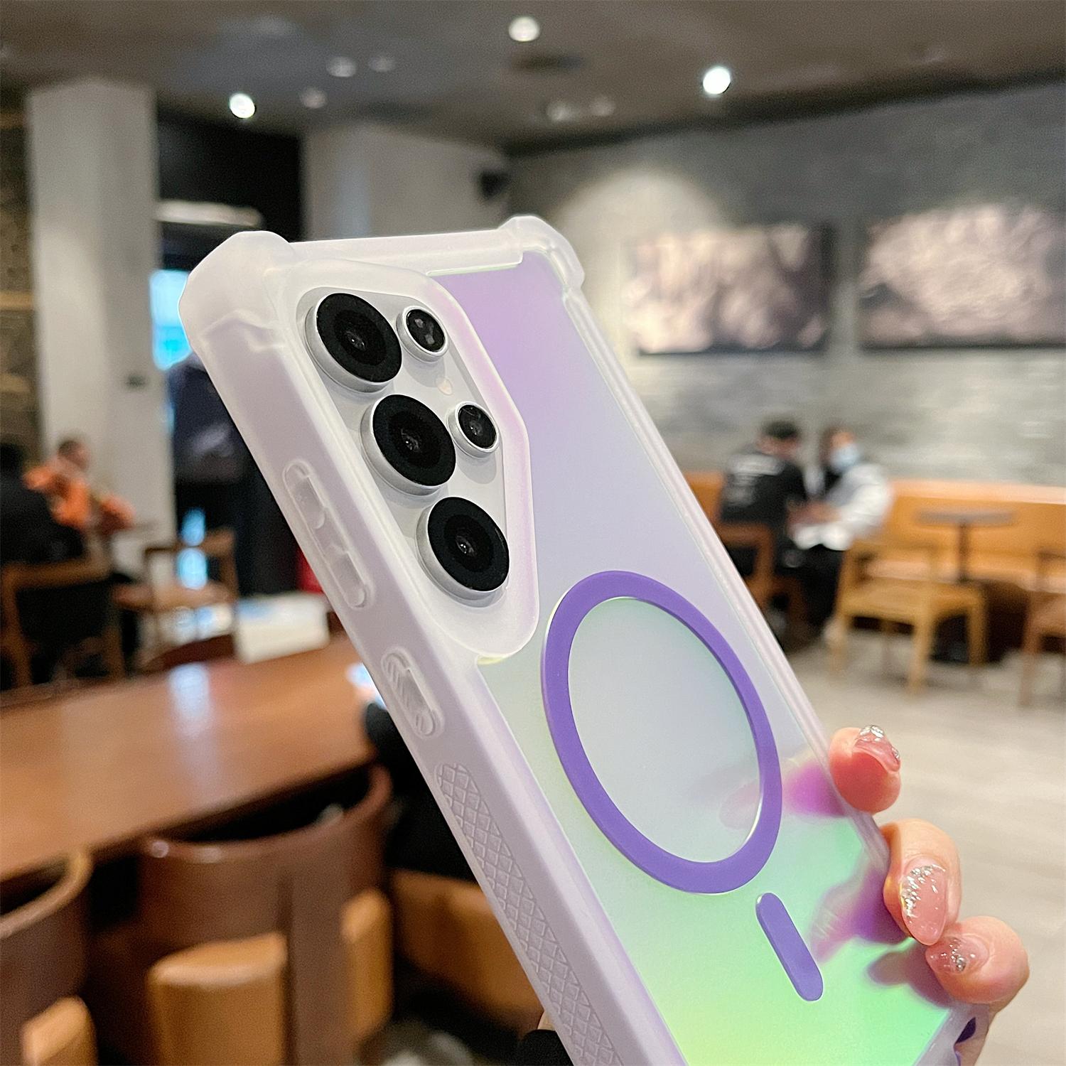 Laser Fluorescent Colorful Phone Case, Shockproof MagSafe Magnetic Anti-Scratch Drop Protection Cover for Samsung Galaxy S26 S25 Ultra Plus S24 S23 S22 Ultra