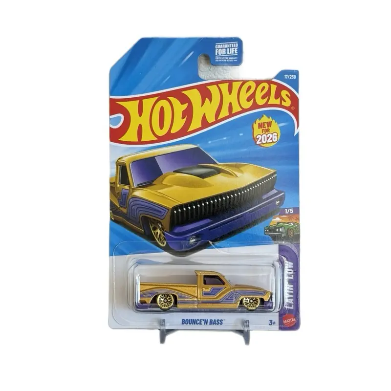 Hot Wheels Bounce'N Bass Truck Diecast Metal Model Car - 1/64 Scale, 2026 Edition, Gold-Purple Multi-Color Collector Item, Alloy Cars Collectible Toy