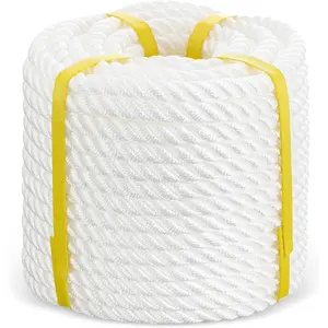 100 ft 1/2 Inch Nylon Rope White Pull Rope Cord 3 Strand Twisted for Pull Swing Climb and Knot High Strength  DIY