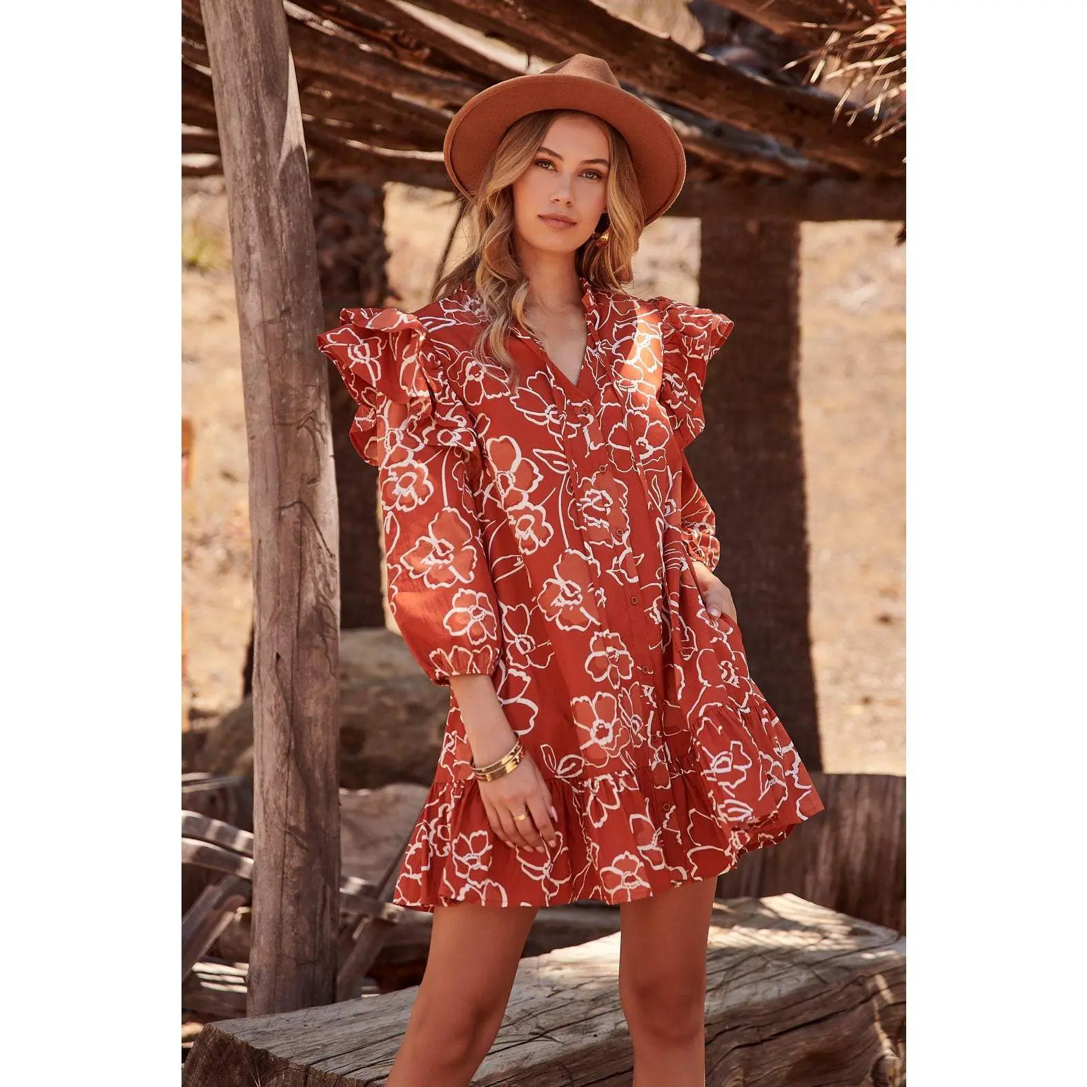 Sammy Marmalade Ruffle Drop Waist Dress