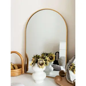 Maximum discount  Arch Bathroom Wall Mounted Mirrors Gold Vanity Mirror with Metal Frame for Bedroom Living Room Entryway