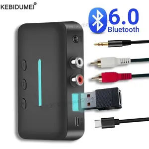 Bluetooth 6.0 Audio Receiver 3.5mm AUX RCA Wireless Audio Adapter Support U-Disk Playback For PC/TV/Car Kit/ Speaker Amplifier