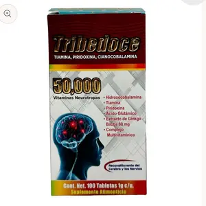 Tribedoce 50,000 Neurotropic Vitamins & Minerals 100 Tablets Pyridoxine Ginkgo Biloba Tiamine Glutamic Acid Multivitamin Brain Health Supplement for Adults