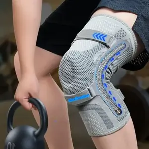 Knee Brace for Running Hiking Knee Support Patella Support Meniscus Support Nylon Knee Sleeve with Silicone Pad Strap for Joint Stability