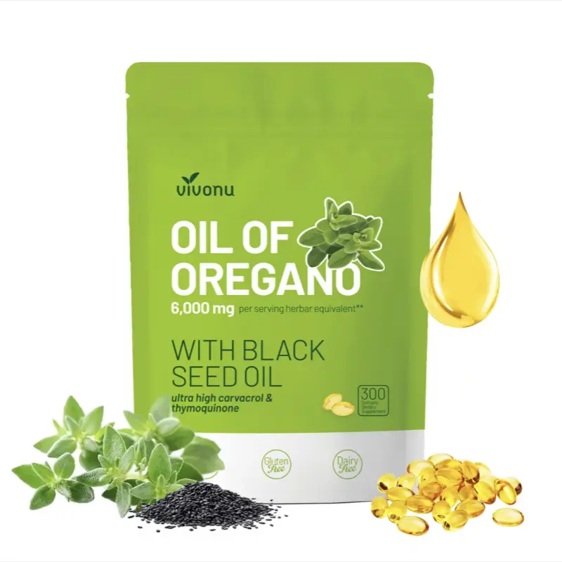 Oil of Oregano Softgels | 6000mg Oregano Oil with 200mg Black Seed Oil | Natural Antioxidants to Support Fitness | Gluten-Free | 300 Capsules | Non-GMO, Gluten-Free