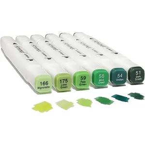 6 count Green Forest Trees Grass Colors  Markers Set, Dual Tips Art Markers Drawing Sketched Double Tipped for Adults  (Green)