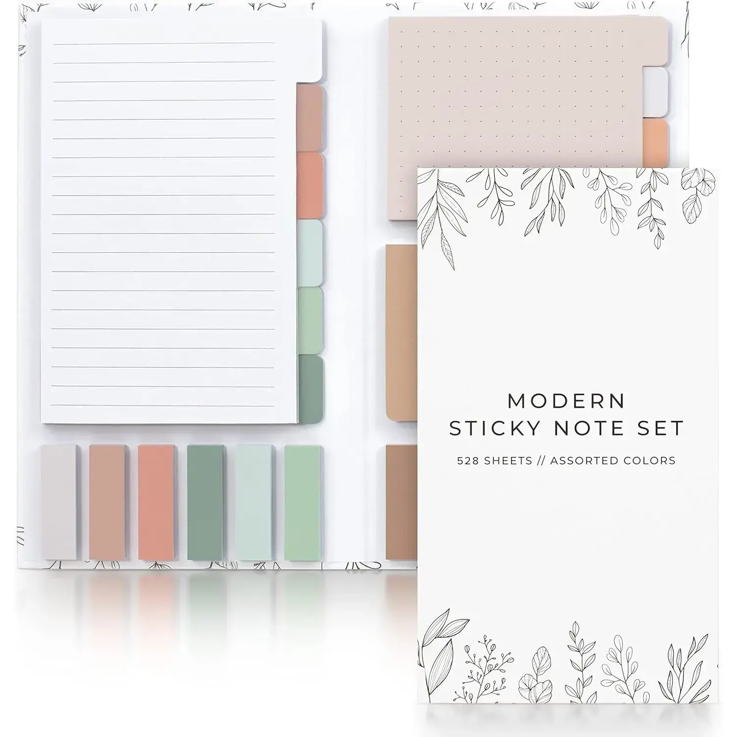 Cute Pastels Aesthetic Sticky Notes Set (528 Sheets with Tabs, Sturdy Cover) - College Office Stationery, Long-Lasting, Easy to Carry, Large Sheets - Perfect Versatile Use for Staying on Track