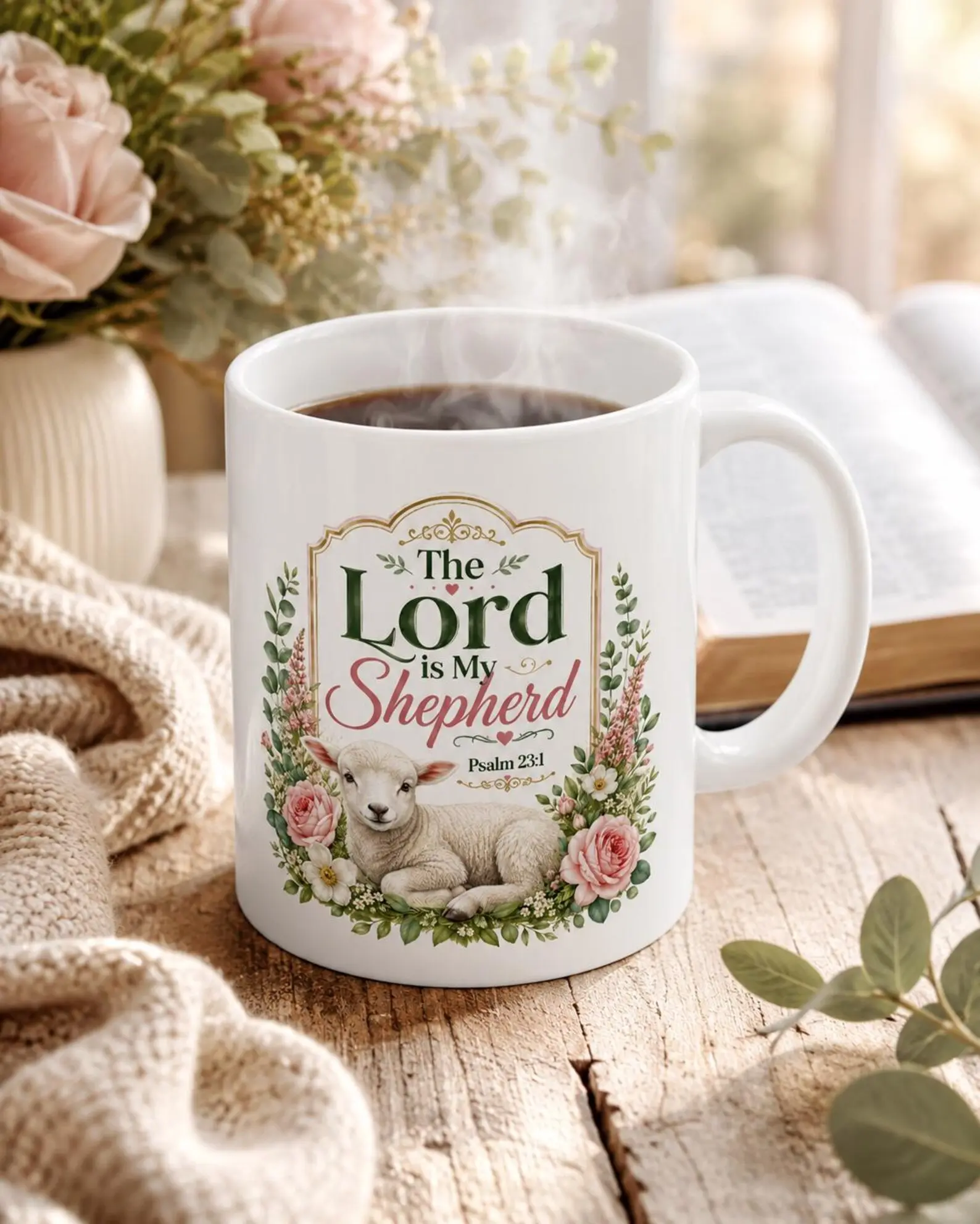 The Lord Is My Shepherd Bible Ceramic Mug | Scripture Coffee Cup