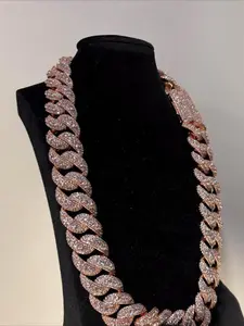 18mm Diamond-studded Hip-Hop Jewelry Thick Miami Cuban Chain for Men, Fade-resistant, Men's Gift, Street Hip-Hop Culture Accessory, Halloween, Father's Day, Mother's Day, Anniversary Gift
