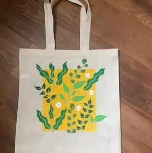 Dancing Leaves Haindpainted Tote Bag