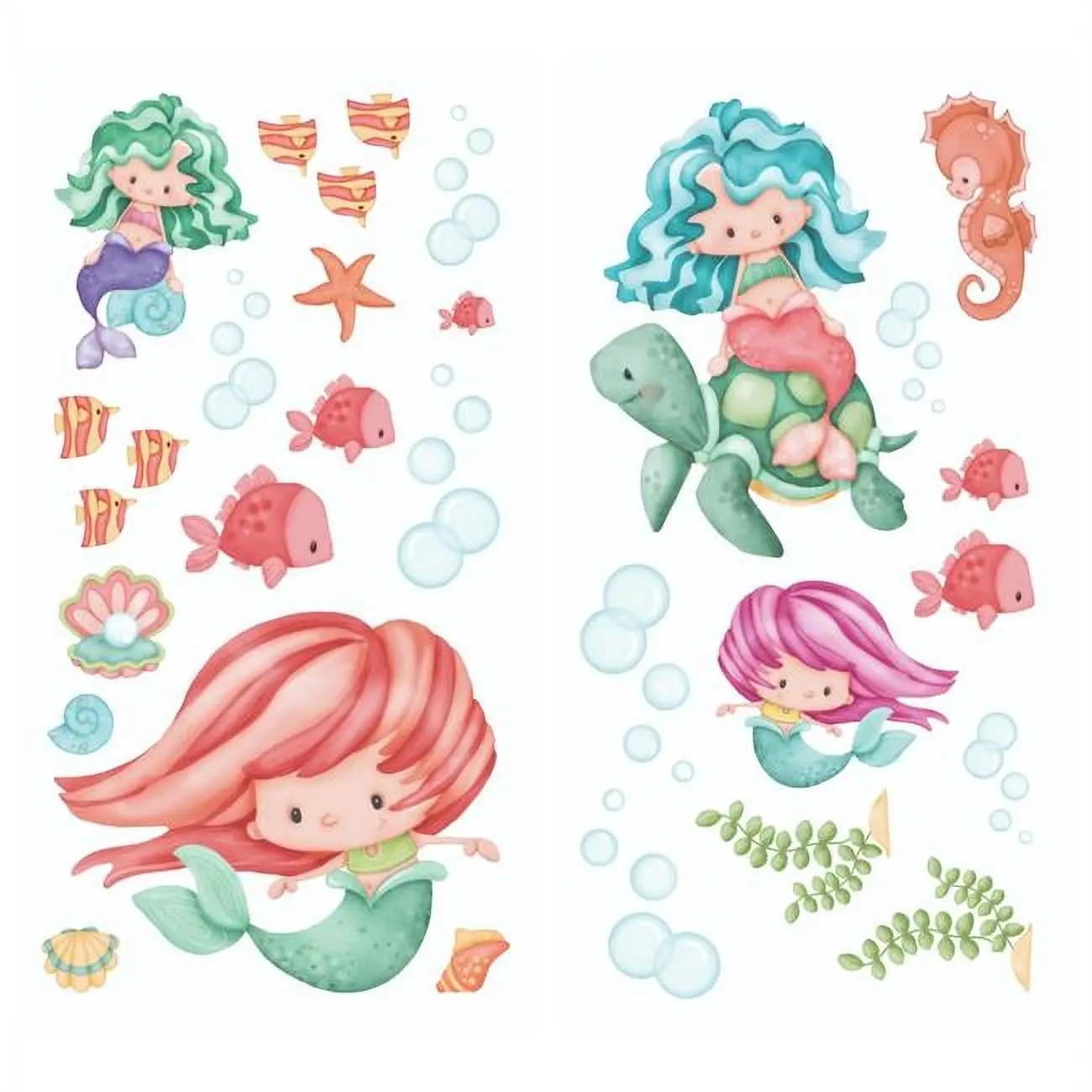 Borders Unlimited 10025 Magical Mermaids Applique Wall Decal Stickers, Multi Color - Super Jumbo