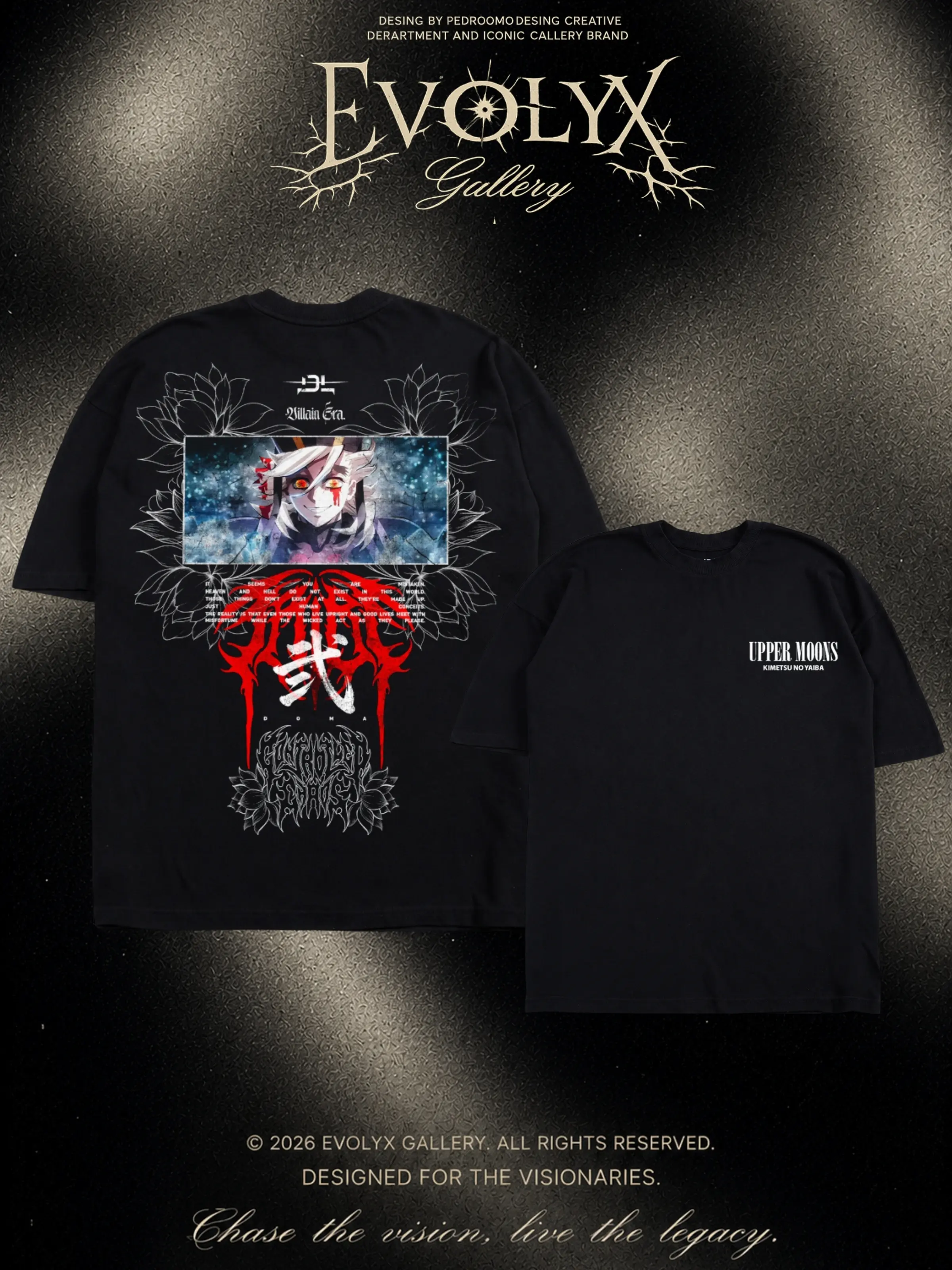Douma Demon Slayer: Kimetsu No Yaiba Anime Manga 100% Cotton Tee T-Shirt - Size S to 5XL - Unisex Vintage Streetwear Oversized Crewneck T-Shirt - Gift for Anime Fans