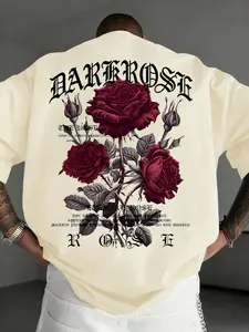 Men's Y2K Graphic Oversized T-Shirt | Breathable Polyester, "Dark Rose" Gothic Floral Print, Trendy Streetwear, Casual & Edgy Fashion, Ideal for Daily Wear, Urban Outings, Street Style & Dark Aesthetic Outfits