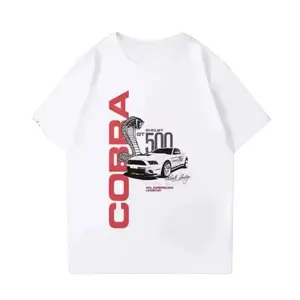 Cobra Gt500 White With White Car - 4 Different American Mustang Shirts Casual Fashion Menswear Tops Crewneck Graphic Short Sleeve